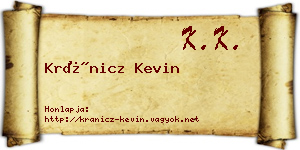 Kránicz Kevin névjegykártya