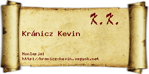 Kránicz Kevin névjegykártya